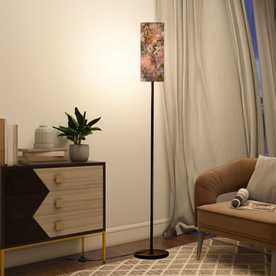  Lampe sur pied de 68,5 po avec fleurs de cerisier doux et aquarelle transparente