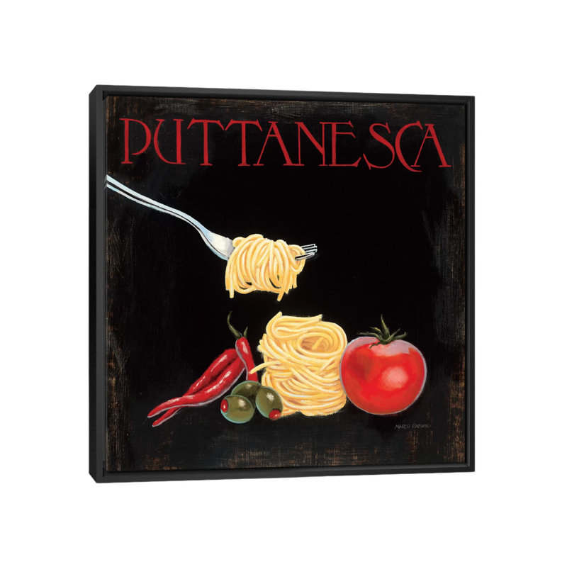«Italian Cuisine», impression sur toile, H 18 po x l 18 po x P 1,5 po, Toile avec cadre noir, Pas de tapis