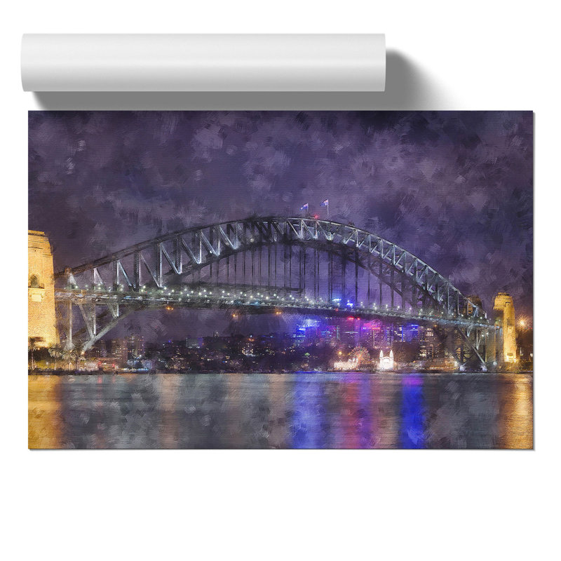 Harbour Bridge in Sydney Painting - Frameless Print, 21cm H x 30cm W x 0.1cm D