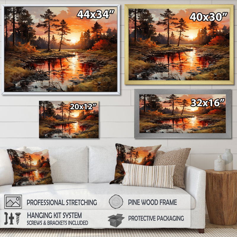«River Bien Forest Sunrise I», reproduction sur toile, Toile tendue, H 30 po x l 40 po x P 1,5 po