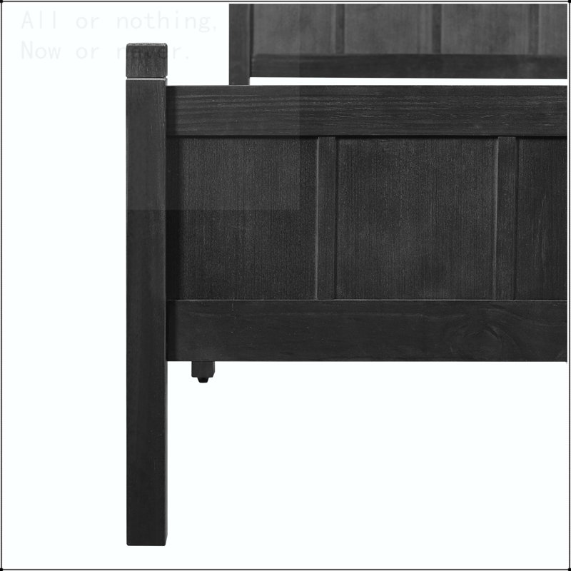 Twin Size Flat Panel Bed with Shaker and Farmhouse Style Design, Full, Black