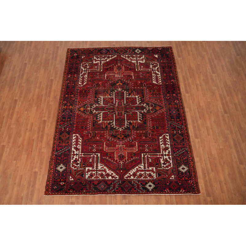Tapis rouge à motif géométrique 8 x 11