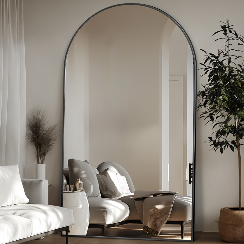 Arched  Metal Oversized Full-Length Mirror, Black, 81" x 41"