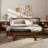 Aadi 59.5" Mid-Century Solid Wood Slatted Bench with 2 Removable Cushions-438191007