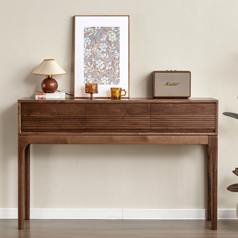Console d'entrée en bois de noyer de style nordique, H 35,4 po x l 62,9 po x P 12,6 po