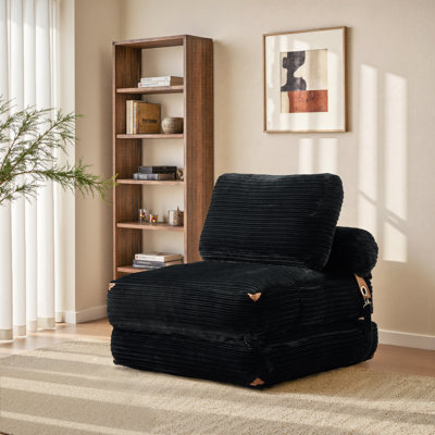 Nathasa Bean Bag Soft Sleeper Chair With Pillow, Foldable Mattress With Back Support