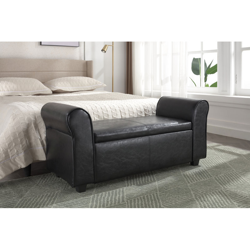 Banc de rangement avec repose-pieds Audris, Noir