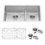 Tirana Low Aqua 33" L x 19" W Double Basin Undermount Kitchen Sink