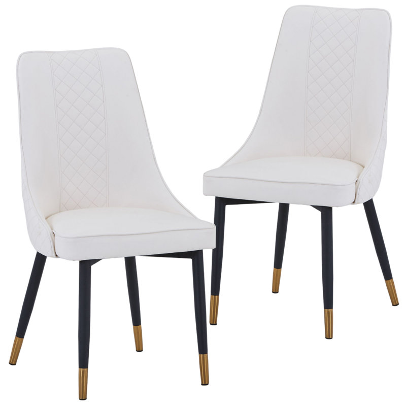 Calume Dining Chairs Fabric/Leather Seat and Back in Oak Wood Set of 2, Taupe, Set of 2