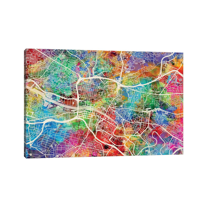 Glasgow Street Map II by Michael Tompsett - Wrapped Canvas Gallery-Wrapped Canvas Giclée