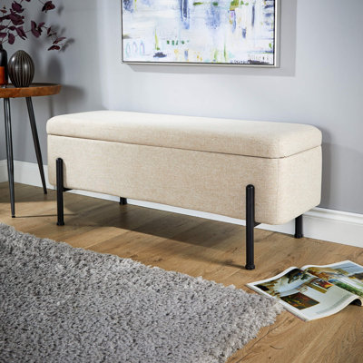 Avdain 110cm Wide Velvet Rectangle No Pattern Standard Ottoman with Storage