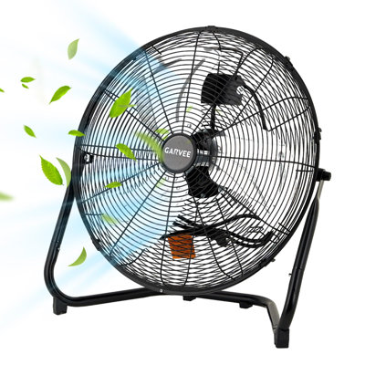 Ventilateur de plancher 18 pouces, ventilateur industriel haute vitesse à 3 vitesses de 3 300 pi³ / min, poignée inclinable et de transport réglable à 360 °, ventilateur en métal à débit d'air de 26,2 pi / s, refroidissement pour garage industriel et résidentiel