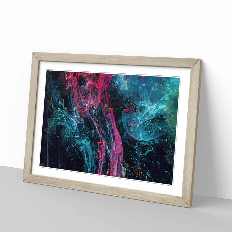 Flowing Through in Abstract - Picture Frame Graphic Art Print, 35cm H x 50cm W x 2cm D, Oak