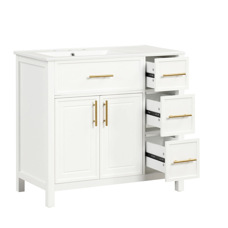 Meuble-lavabo élégant avec rangement spacieux et fabrication durable, Blanc
