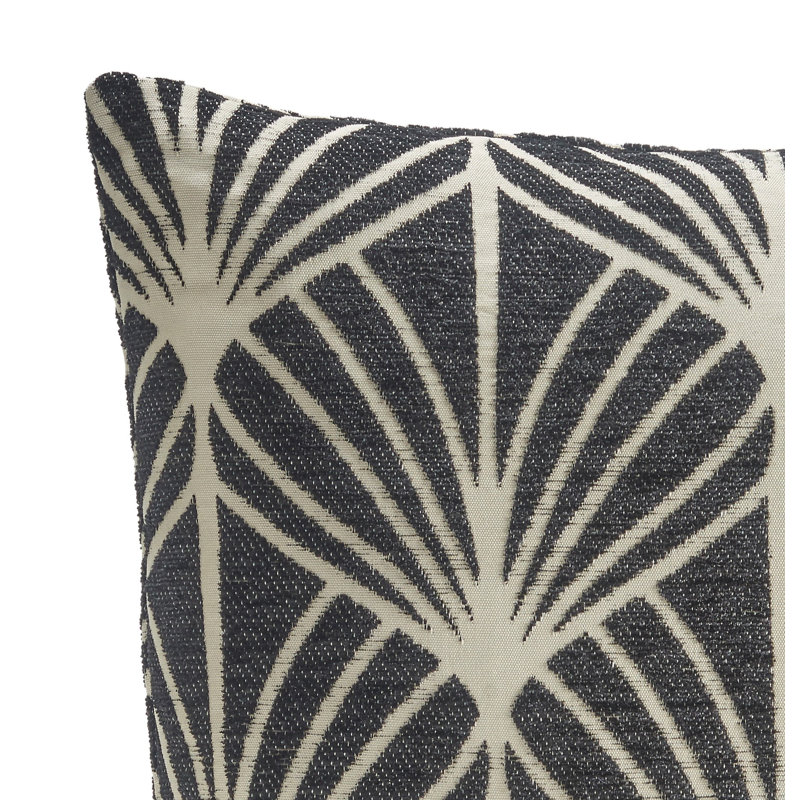 Cabreriza Geometric Silver Square Throw Pillow Cover, Black