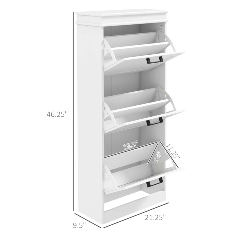 Narrow Entryway Shoe Cabinet with 3 Flip Drawers and Adjustable Shelves for 15 Pairs of Shoes, Space-Saving Storage Organizer