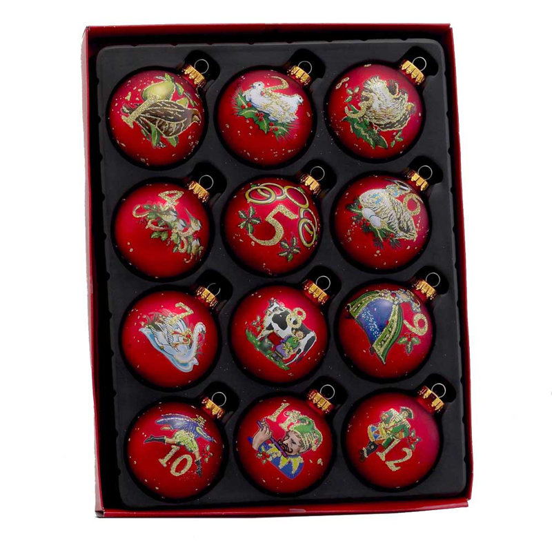 Kurt Adler Red and Gold Glass Christmas Ball Ornaments, 12-Piece Set