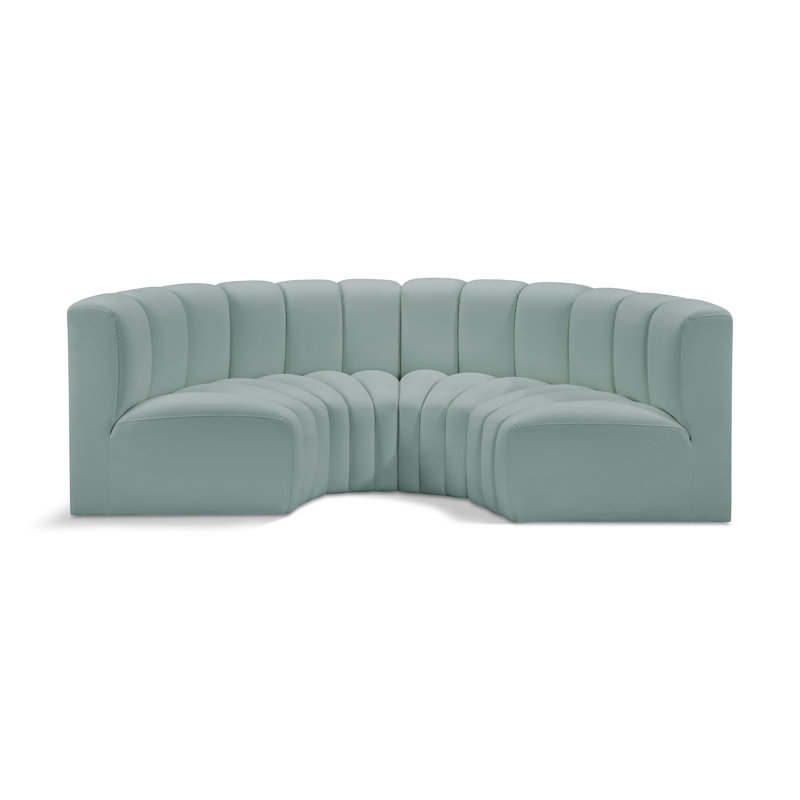 Hinata 88'' Upholstered Sofa, Mint Vegan Leather