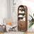 Arched Bookshelf With Storage, 6-Tier Cabinet Bookcase With Doors And Open Display Shelves, Walnut