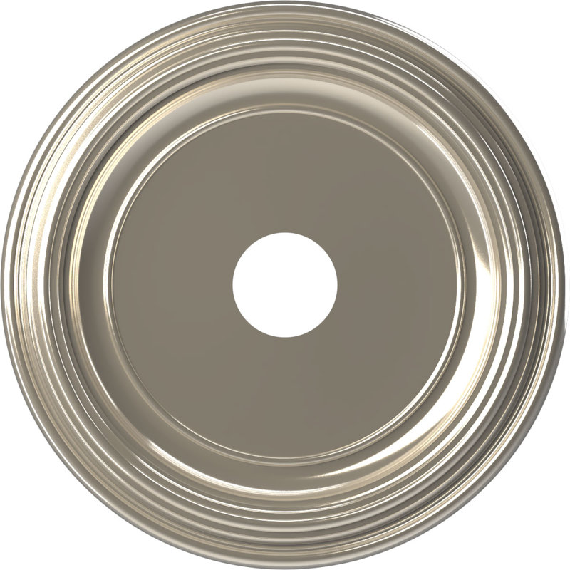 Traditional Traditional Thermoformed PVC Ceiling Medallion, 16" H x 16" W x 1.38" D, Bright Coat Chrome