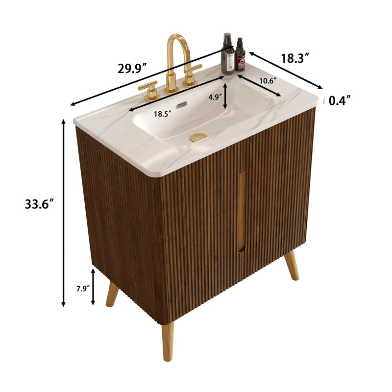Meuble-lavabo double avec lavabo et portes à fermeture en douceur, 30