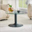 Table basse ronde en verre trempé avec base noire
