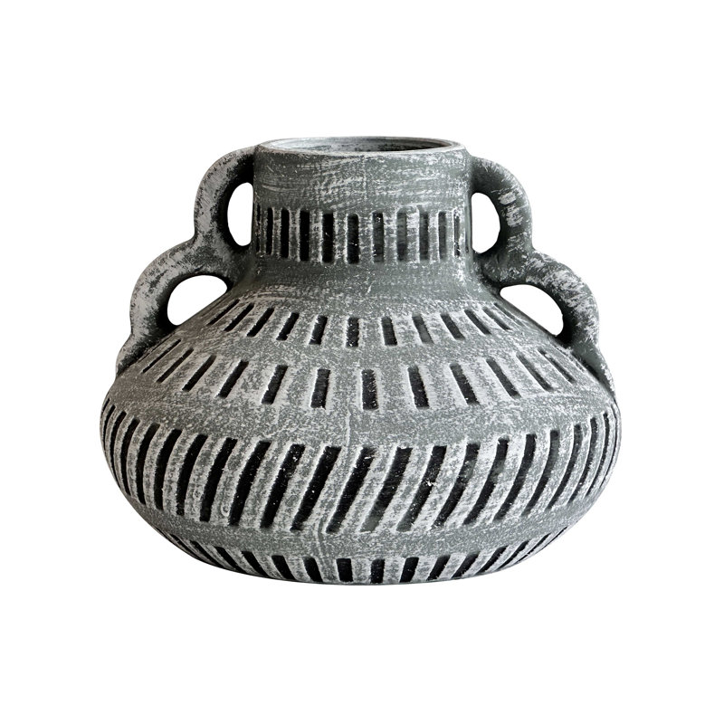 Vase à fleurs bleu en faïence Aztec