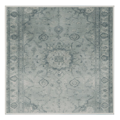 Machine Washable Tabriz Green Area Rug