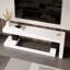 66.9' W White TV Stand With High Gloss Finish And Open Base