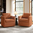 Nicha 29"W Modern Farmhouse Slipcovered Swivel Barrel Chair