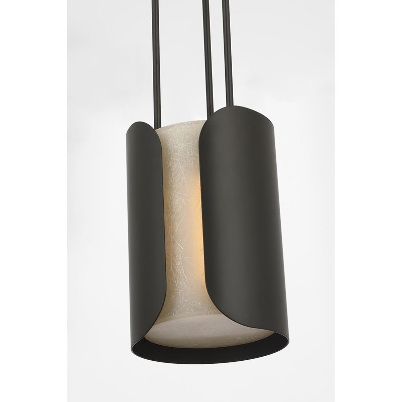 Anne-Marie Barton Armise Pendant with Nova Frost, 242" H x 7.5" W, Matte Carbon, White