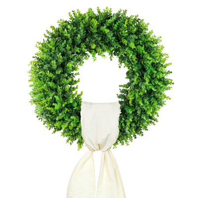  DDHS 20'' Boxwood Wreaths Front Door Artificial Spring Wreath. Wreaths for Front Door Farmhouse Wedding Green Year Round Indoor Outdoor for Summer Wreath St Patricks Day Decorations -(Hello Sign)