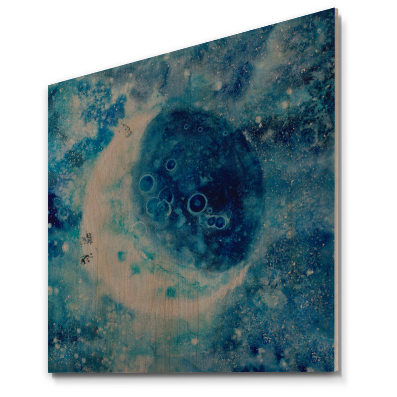 Illustration de la lune bleue - Peinture sur bois sans cadre, H 16 po x l 16 po x P 1 po