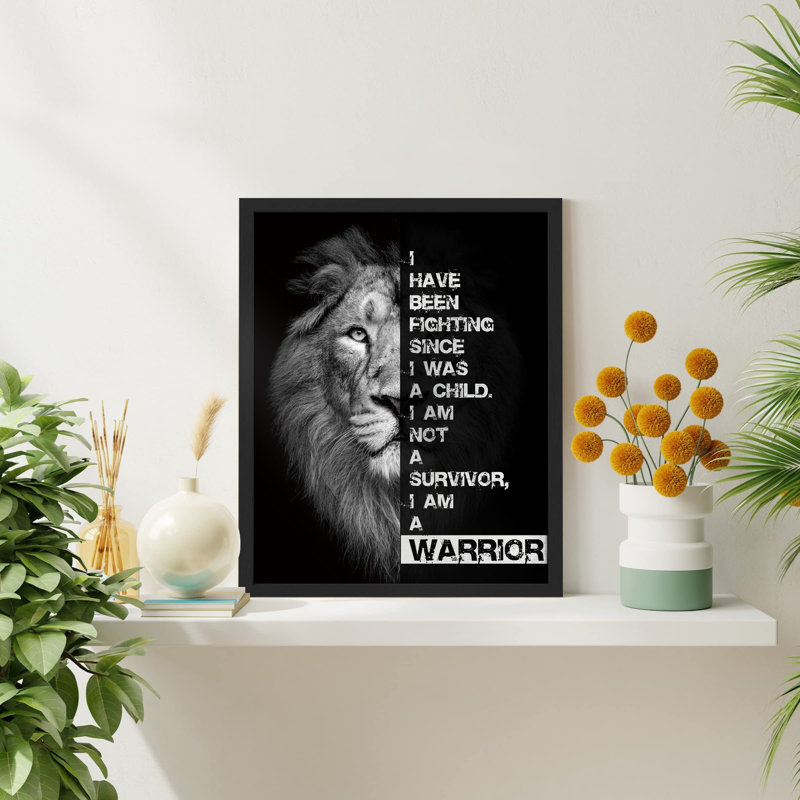 «I Am Warrior» sur papier, Noir, H 10 po x l 8 po