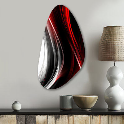 Srouli rouge noir infini ondulations II - art mural unique en forme de vagues, impression d'art asymétrique moderne