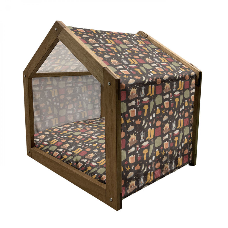 Niche pour chien en bois orange, H 32,28 po x l 39,37 po x P 28,35 po