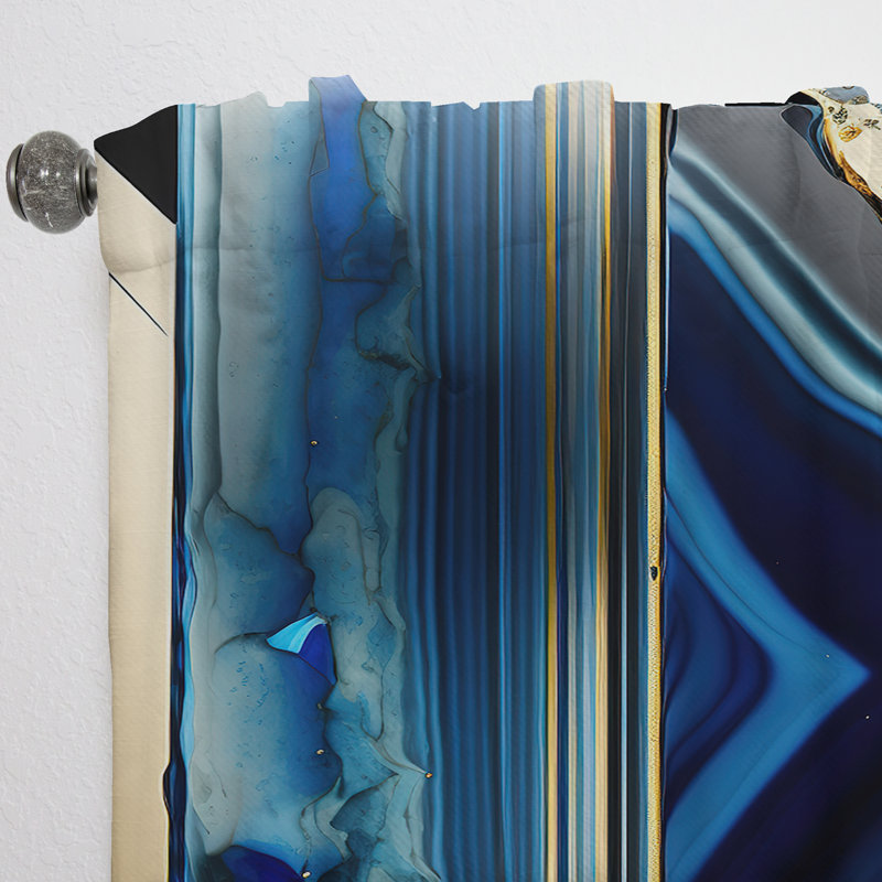 Gabriel - Abstract Geode Geometric Blue III - Abstract Curtain - Velvet Room Darkening - 1 panel, 52" W x 84" L