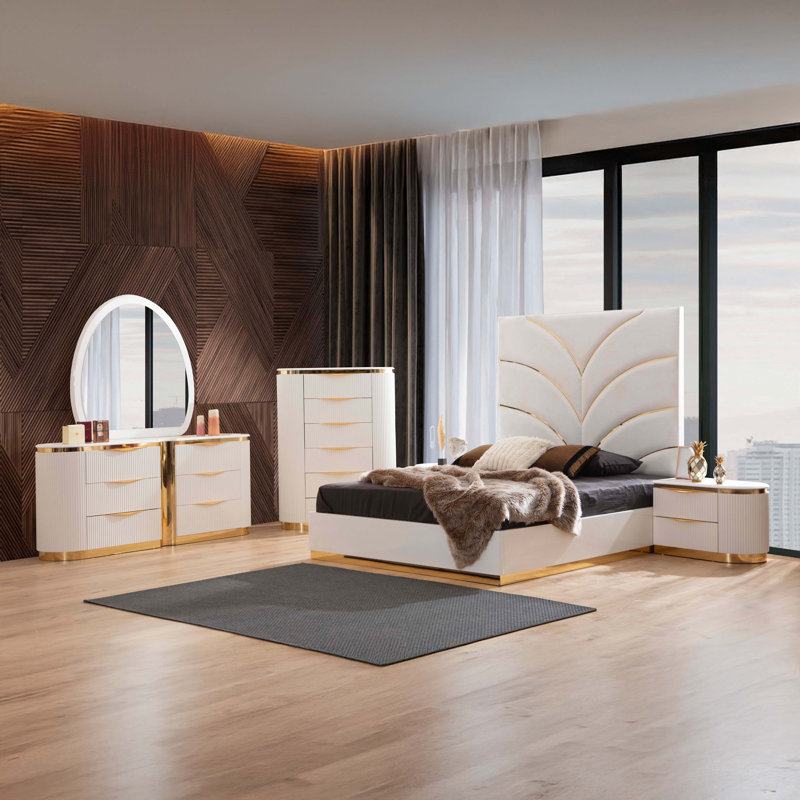 Ensemble de chambre à coucher 5 pièces Eward, Très grand