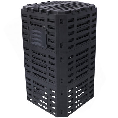 Garden Composter Bin Made From Recycled Plastic – 132 Gallons (500Liter) Large Compost Bin - Create Fertile Soil With Easy Assembly, Lightweight, Aerating Outdoor Compost Box