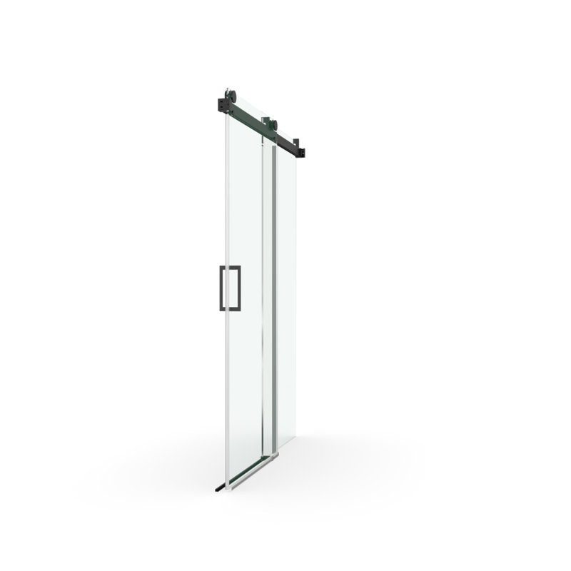Matte Black Frameless Sliding Shower Door with Tempered Glass