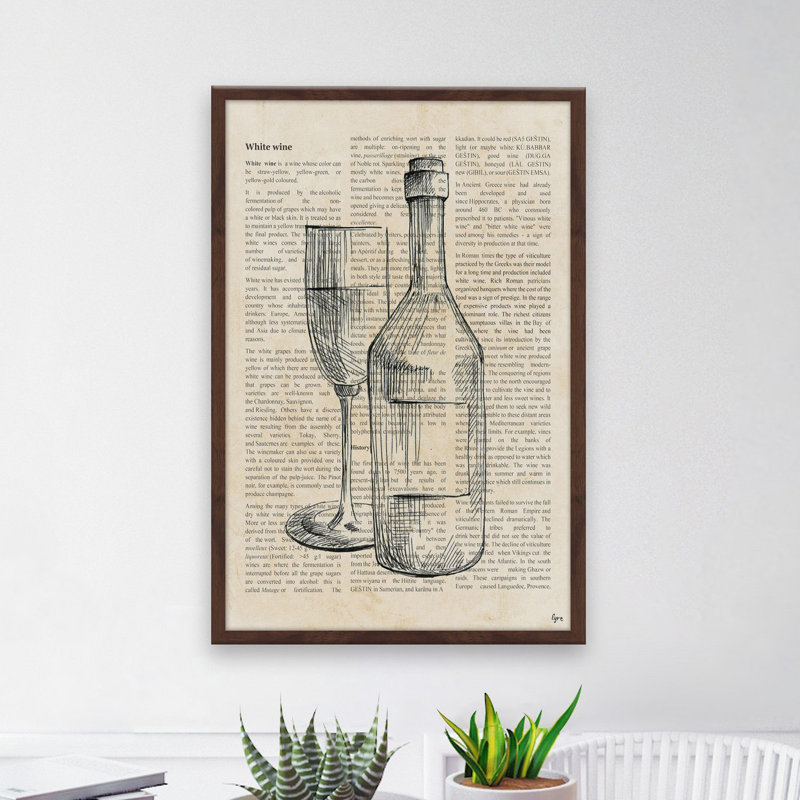 Histoire du vin blanc - reproduction d'art, H 18 po x l 12 po x P 1,5 po