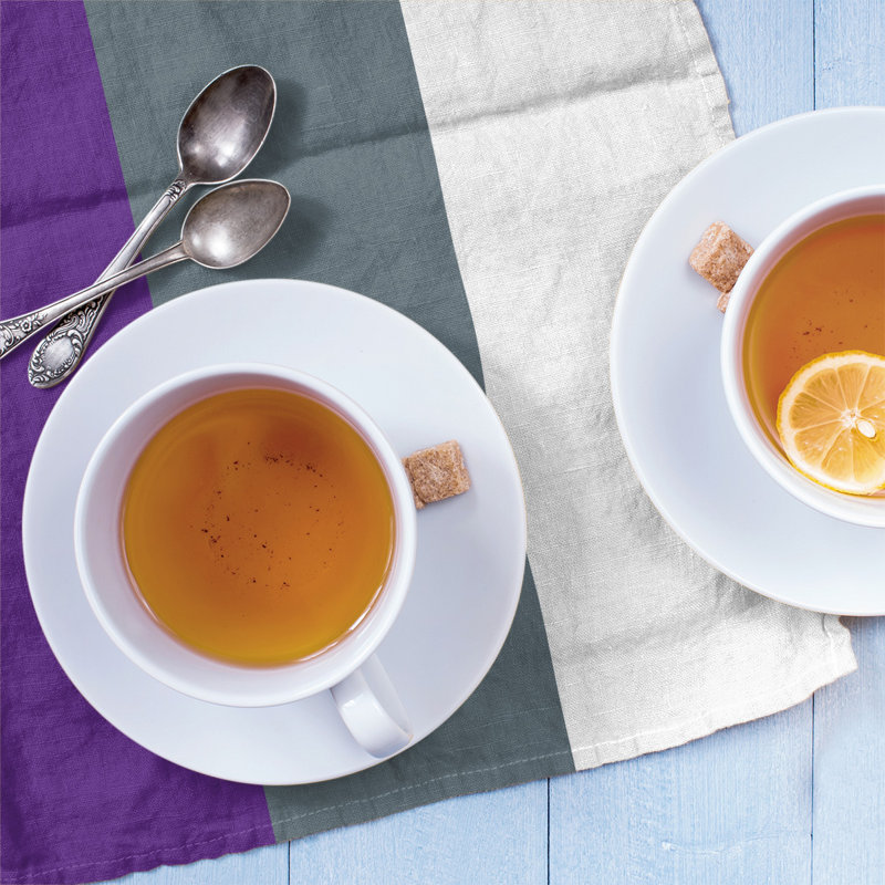 Tea Towel Kitchen Towel, Cotton Blend, Purple/Slate Gray/White
