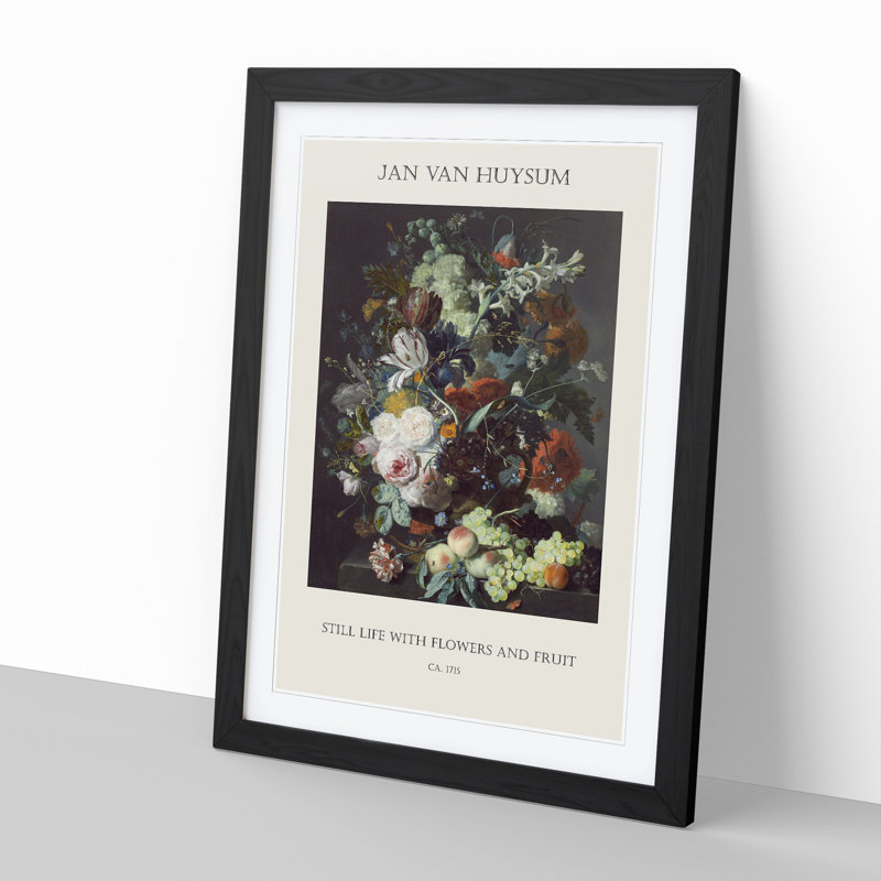 Still Life With Flowers And Fruit Vol.2 by Jan Van Huysum - Single Picture Frame Print, Black Framed, 36cm H x 27cm W x 2cm D