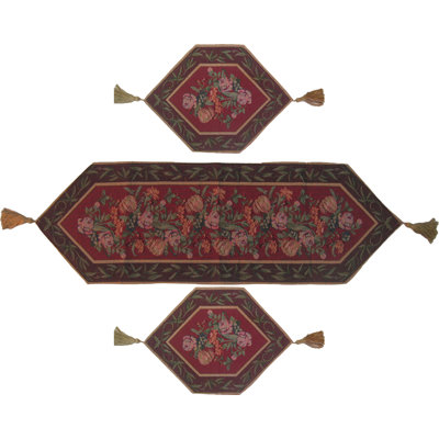Field of Roses 3 Piece Woven Table Runner Set