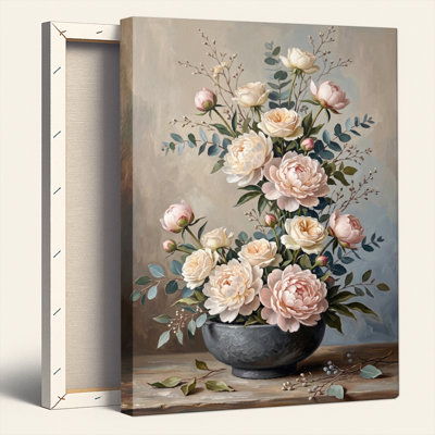 «Gallery Wrap», art mural sur toile pour le salon, la chambre à coucher, le bureau ou le vestibule - décoration murale décorative avec arrangement floral