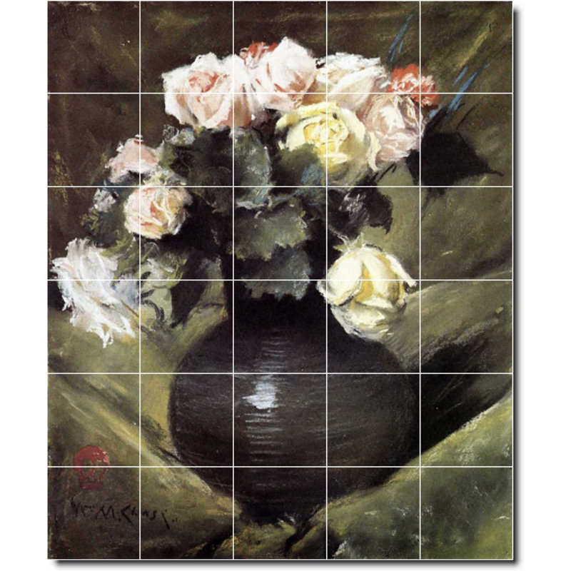 Carreau de céramique décorative 40 po x 48 po 8 po x 8 po, Fleur 01519