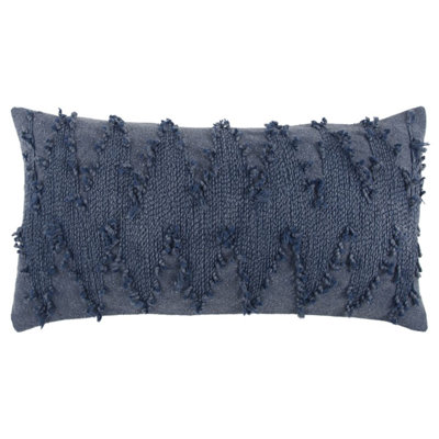 Navy Blue Twisted Chevron Pattern Throw Pillow