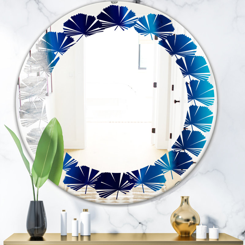 Miroir mural Leaves Abstract Drops X Coastal, 31,5 po x 31,5 po, Feuilles de pierres de cristal