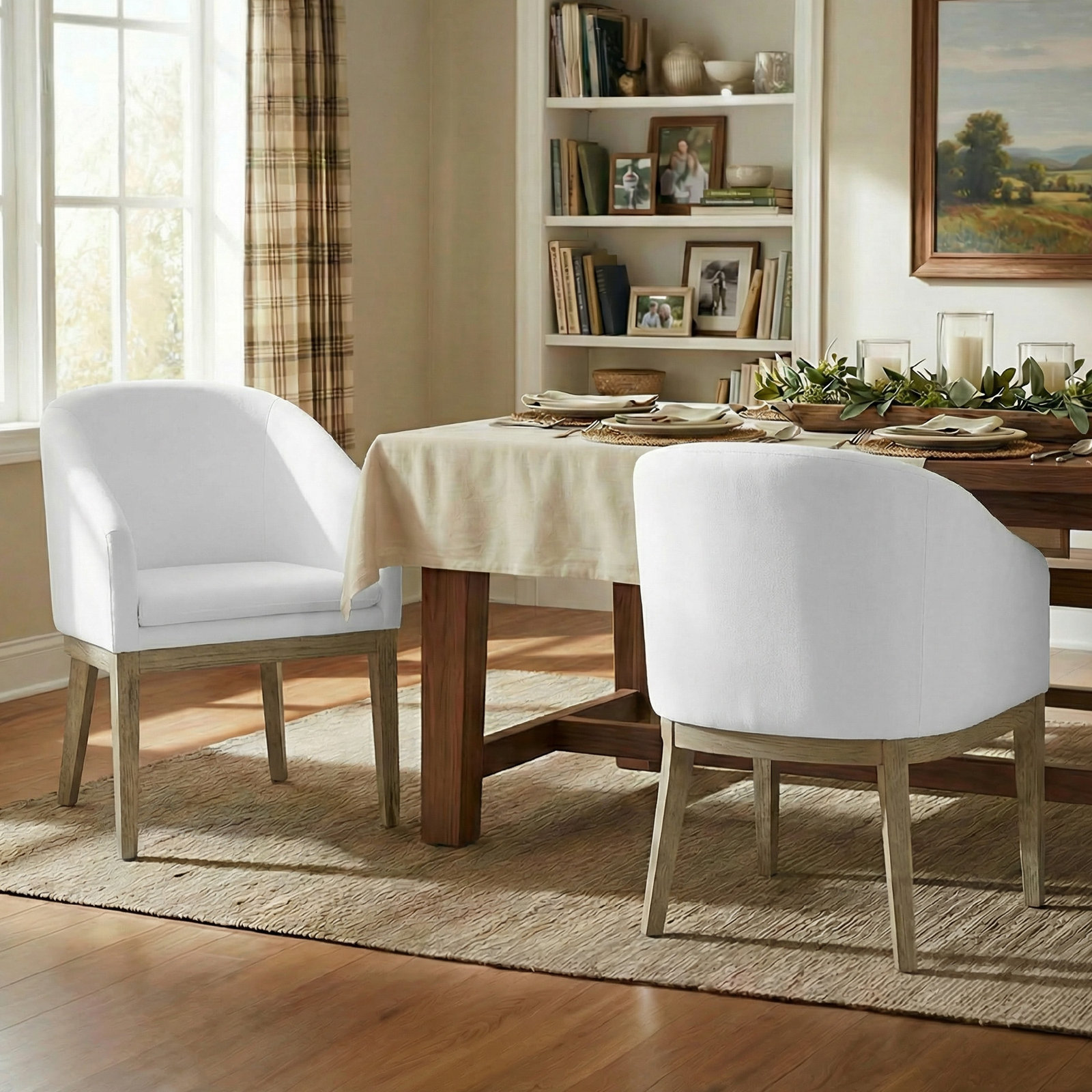 Bethea Dining Armchair, Tweed Prestige Pearl