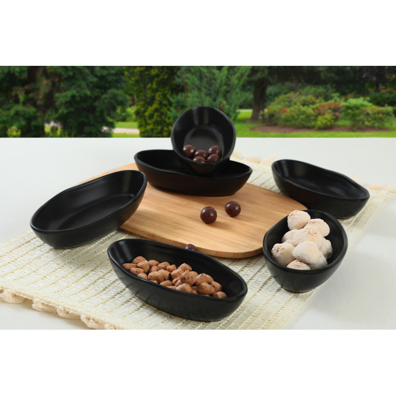 Latitude Run Apinya 100% CERAMIC Salad Bowl, Black